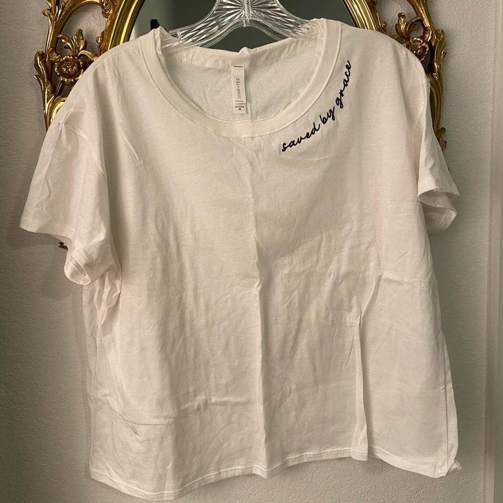 Saved by Grace embroidered tee